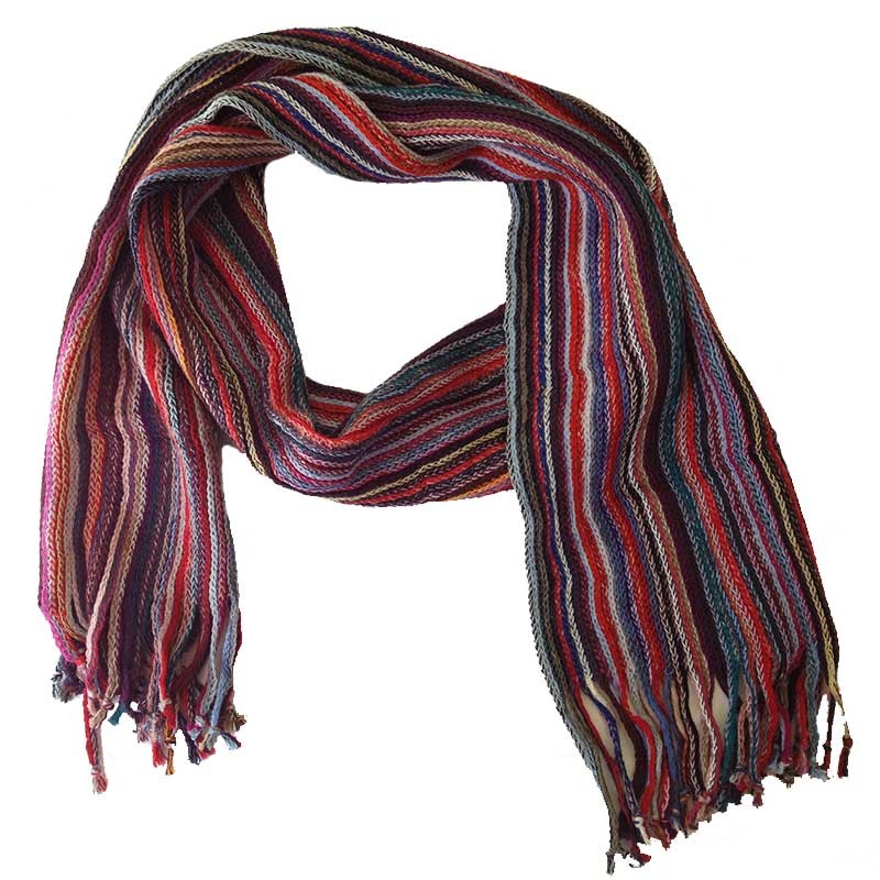 Handmade in Ecuador Fair Trade 4 Colours Striped Wool Scarf Clothing ...